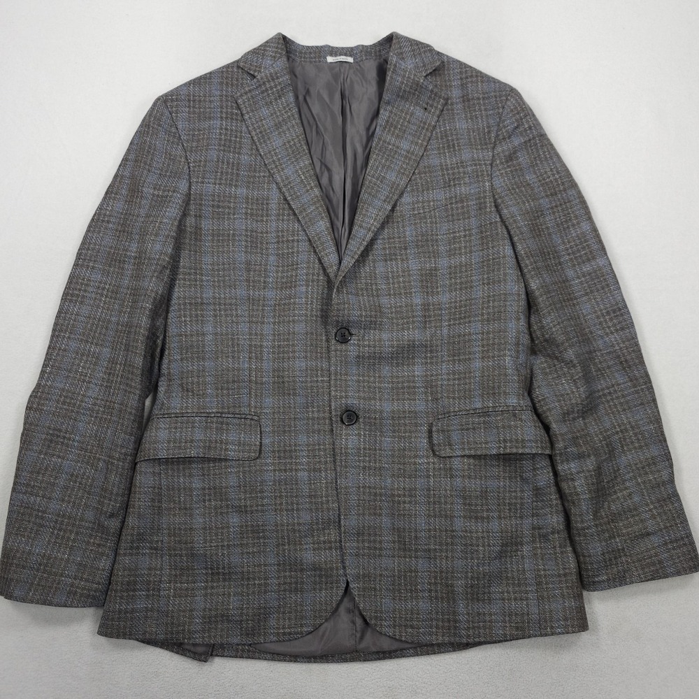 Joseph Abboud Heritage Blazer Mens 40R Gray Plaid E Thomas Wool Silk Linen Sport